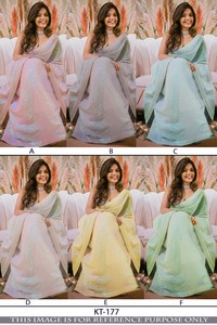 Diseñador indio de Bollywood Fiesta de invierno Georgette Secuencia Trabajo Saree/ Sari Exclusivo Fancy Última calidad premium Trendy Quick - Product Image 4