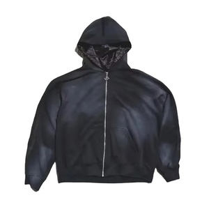 Sweat à capuche personnalisé à imprimé bouffant épais coton lourd chenille broderie délavé vintage délavé satin doublé sweats à capuche zippés - Product Image 1