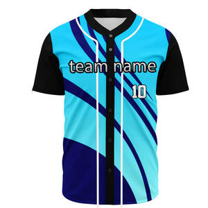 เสื้อเจอร์ซีย์เบสบอลแบบปุ่มเต็มเสื้อซอฟท์บอลผ้าโพลีเอสเตอร์ไม่มี100% พิมพ์ซับลิเมชันออกแบบโลโก้ได้ตามต้องการ - Product Image 1