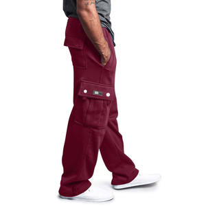 Custom Men's High Waist Sweat Pants Multi-Pockets Casual <b>Canvas</b> Trousers <b>Long</b> Straight Flat Blank Logo Stacked Drawstring <b>Long</b> - Product Image 3