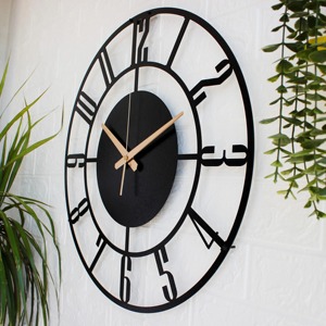 Reloj de pared de Metal negro redondo clásico con estilo moderno audaz pieza decorativa Ideal para dormitorios salas de estar cocinas y oficinas - Product Image 6
