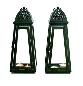 Ensemble de 2 lanternes en métal pour bougeoir photophore avec verre pour table maison intérieur jardin sol mariage ensemble de 2 pièces fer, iro - Product Image 6