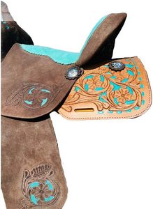 Sillín occidental de cuero Premium de alta calidad, cómodo asiento duradero de madera para Trail Riding Ranch Barrel Racing Training Horse - Product Image 3