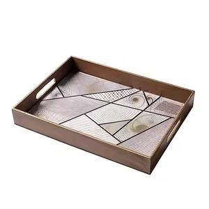 Plateaux et plateaux de service en bois avec poignée en métal, qualité domestique pour les hôtels - Product Image 3