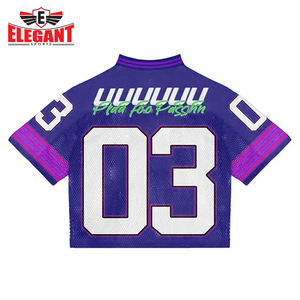 Camiseta de malla de gran tamaño Camiseta de fútbol 100% poliéster Nombre del equipo personalizado Número Camiseta deportiva de verano Hombro caído - Product Image 6