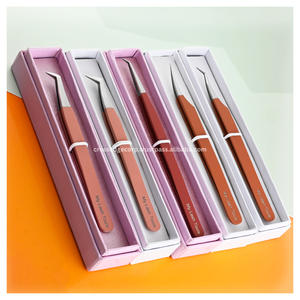 Pince à épiler en fibre colorée pour extensions de cils, vente en gros, 45 °   90 °   Pince à cils courbée isolée en acier inoxydable – Lot - Product Image 5