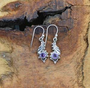 Pendientes de Gancho de Amatista Morada, Plata de Ley 925, Joyería de Piedras Preciosas Hecha a Mano, Regalo de Moda para Mujer - Product Image 2