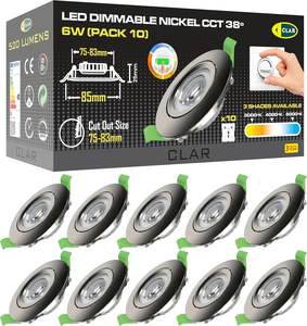 Faretto LED da Soffitto CLAR Ultra Sottile Dimmerabile 6W con Selettore CCT, Angolo di Illuminazione Regolabile 38°, Finitura Nichel, Garanzia di 3 Anni - Product Image 1