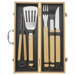 Ensemble d'outils de barbecue écologiques en bambou, gadgets pour churrasco - Product Image 3