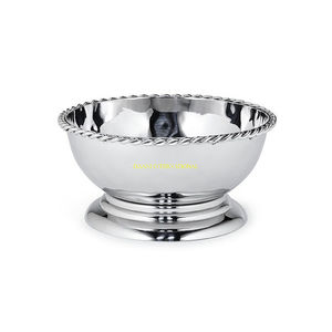 Bol de piédestal en argent poli avec bol de service décoratif à bord de corde pour salade de fruits pièce maîtresse élégante pour une utilisation dans la cuisine à domicile - Product Image 1