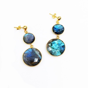 925 Sterling Silver Classic Hanging Push Back Boucles d'oreilles plaqué or Labradorite Gemstone Trendy Wedding Party Wear Cadeaux - Product Image 1