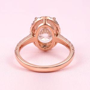 Bague de fiançailles en moissanite taille ovale de 2 carats, design halo glacé, sertie à griffes, bande de mariage tendance, argent 925, cadeau d'anniversaire - Product Image 5