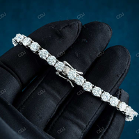 Bracelet unisexe classique plaqué or avec breloque en moissanite taille ovale, en argent sterling 925, 5 mm, 6,5 pouces, clarté VVS, certifié GRA, pour le dropshipping