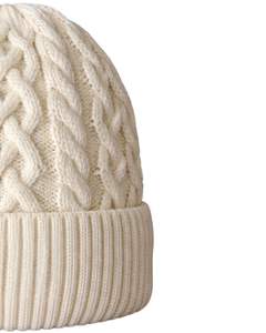 Customized Winter Knit Beanie Hat Ivory <b>Cable</b> Knit Ribbed Cuff Warm Soft Acrylic Wool Blend Unisex Custom Manufacturer Wholesale - Product Image 2