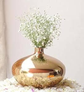 Vase à fleurs en métal doré Pièce maîtresse de table décorative pour la maison, le salon, le bureau et l'hôtel. - Product Image 1