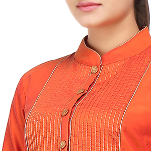 Motifs brodés à la main Kurta de couleur Orange - Product Image 2