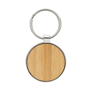 Portachiavi e Moschettoni Promozionali Sostenibili in Bambù Rotondo RCS - Product Image 1