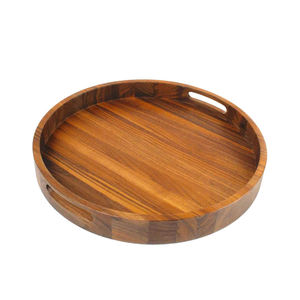 Ensemble plateau de service poignée en métal avec finition dorée plateau en bois de service en bambou petit déjeuner fait à la main pour table basse - Product Image 4