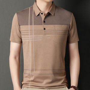 Polo à manches courtes pour hommes, coupe ajustée, tenue décontractée, haut en coton respirant, vêtements de mode modernes et légers - Product Image 1