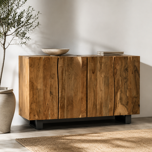 Modern Industrial Solid Wood Live Edge Handmade Sideboard <b>Cabinet</b> <b>Buffet</b> Storage Home Furniture Living Room Entry Apartment Akku - Product Image 1