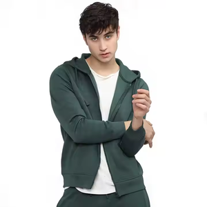 Men's Winter Zip Hoodies High Quality 100% Cotton <b>Sweatshirts</b> Solid Color Thick <b>Plain</b> Dyed Classics Comfortable Breathable Quick - Product Image 2