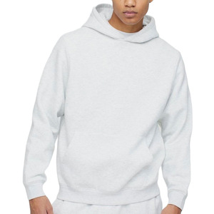 Sudadera con capucha de manga larga sólida en color gris con logotipo personalizado Sudaderas con capucha para hombre de talla grande de peso pesado a un precio razonable - Product Image 3