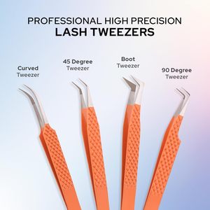 Juego de Pinzas Profesionales de Alta Precisión para Pestañas, Curvas a 45 Grados, Punta Dentada a 90 Grados, Acero Inoxidable, Herramienta para Extensión de Pestañas - Product Image 1