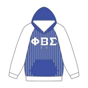 Phi Beta Sigma Blue Body White Raglan Pinstripes Pullover Hoodie Greek Fraternity Apparel Custom Divine Nine HBCU Clothing - Product Image 2