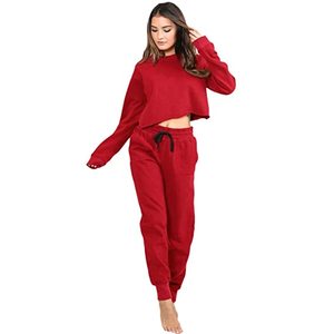 Survêtement court pour femmes Coton Polaire Logo personnalisé Survêtement/survêtement Vente en gros Costumes de jogging vierges pour femmes - Product Image 3