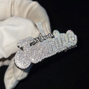 จี้เพชรโมอิสชื่อที่กำหนดเอง925จี้เงินสไตล์ฮิปฮอปของขวัญวันเกิดที่สมบูรณ์แบบสร้อยคอผ่านผู้ทดสอบ - Product Image 6