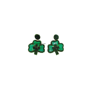 Nouveauté, boucles d'oreilles en perles de trèfle à quatre feuilles pour la Saint-Patrick, design personnalisé, avec strass et perles de verre, designs personnalisés pour femmes - Product Image 5