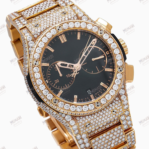 นาฬิกาเพชรโมอิสพร้อมประกายสวยงามสายสแตนเลสเกรดพรีเมี่ยมนาฬิกาเครื่องประดับหรูหราทันสมัยสำหรับผู้ชาย - Product Image 1