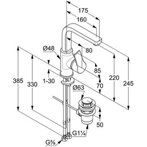 Lavabo Giratorio KLUDI ZENTA SL con Desagüe Integrado Cromado - Artículos para Baño y Aseo - Product Image 3