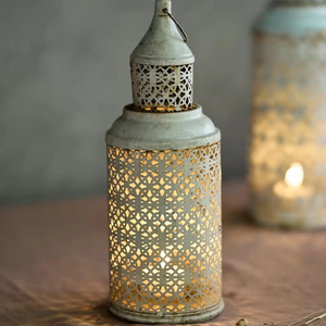 Antique Moroccan <b>Lantern</b> Stand Iron Metal Table Top Decorative Pillar Holder for Easter <b>Christmas</b> Weddings Handcrafted Home - Product Image 1