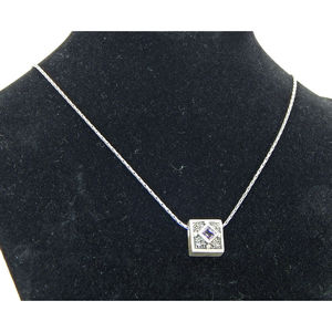 Art Deco .925 collana in argento Sterling con rodio e oro placcato ciondolo ametista e Marcasite per regalo - Product Image 1