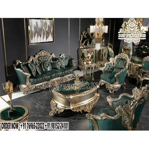 Juego de sofá italiano brillante pulido para sala de estar, juego de sofá de sala de estar tallado a mano real, juego de sofá de estilo italiano de lujo - Product Image 1