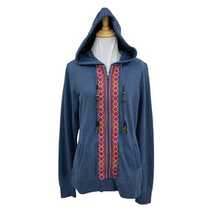 Sudadera con Capucha Premium Casual para Mujer, con Bordado 3D, Cierre Completo, Patrón Geométrico, Cordones con Borlas, Corte Holgado, Colorida - Product Image 1