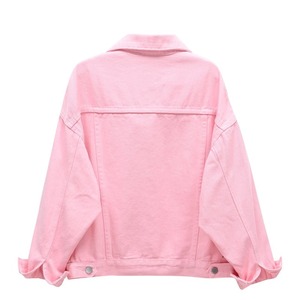 Veste en jean pour femmes de couleur pure manteau à revers simple boutonnage mode hauts décontractés vert noir rouge bleu vêtements d'extérieur femme pardessus - Product Image 4