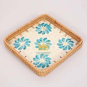 Venta al por mayor de bandejas de ratán y nácar para servir comida, té, café, mesa de comedor, tamaño personalizado de Vietnam - Product Image 4