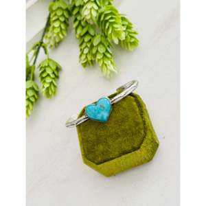 Donovan Skeets Kingman Turquoise & Sterling <b>Silver</b> Heart-Shaped <b>Cuff</b> <b>Bracelet</b>-Fashionable Accessory - Product Image 4