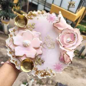 Modèle d'ange en résine époxy polie, écologique et élégant, Puja Thali, artisanal, luxe, plateau de prière décoratif, festival Diwali, maison - Product Image 3