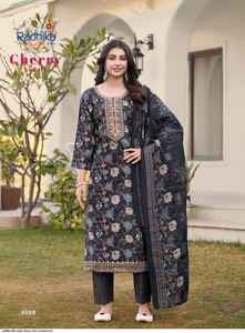 Nueva descarga de seda modal impresa con bordado Top Pant Dupatta Set Lanzamiento en línea para la venta por exportación - Product Image 4