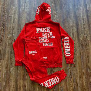 Fabricante de ropa de punto de gimnasio para hombre, conjuntos de talla grande de peso pesado 450 Gsm, chándal liso 2024 para hombre, ropa deportiva para hombre, chándal - Product Image 3