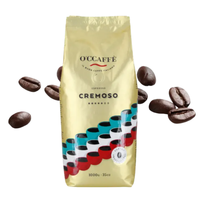 Café en grains Cremoso fabriqué en Italie, 50% Arabica 50% Robusta, sachet de 1 kg, café pour petit-déjeuner sucré
