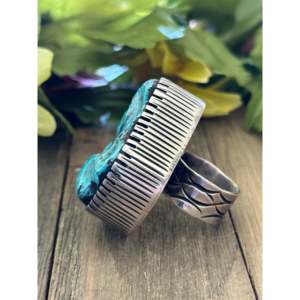 Morenci Turquoise Sterling <b>Silver</b> <b>Adjustable</b> Statement <b>Ring</b> - Product Image 4
