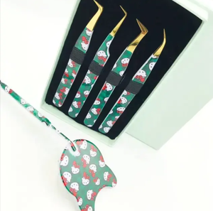 Pinzas aplicadoras de pestañas de acero inoxidable de etiqueta privada con tijeras rosa de bebé pestañas de pestañas - Product Image 3