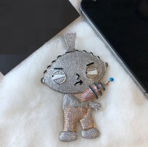 Personalizado 3D VVS Moissanite 925 colgante de plata hecho a mano esmalte helado Hip Hop joyería para hombres fiesta de cumpleaños colgantes finos encantos - Product Image 3