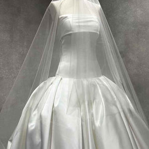 Vestido de Novia Largo Hasta el Suelo con Cuello Barco, Cola Capilla, Satinado, Moderno y Elegante, con Flores y Cristales para Mujer, Modelo NT55 - Product Image 4