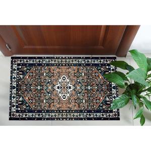 Tapis imprimé marron et bleu marine, tapis à motifs classiques, tapis traditionnel, tapis doux non tissé - Product Image 5