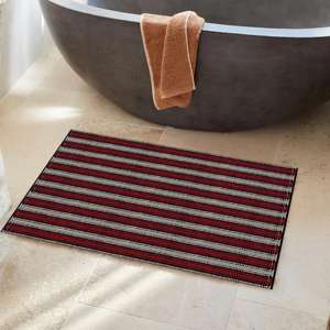 Tapis rayé imprimé : Tapis de style Kilim moderne, design turc, avec poils doux - Product Image 5